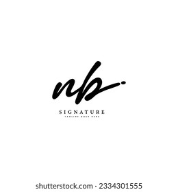 N, B, NB Initial letter handwritten and signature vector image logo