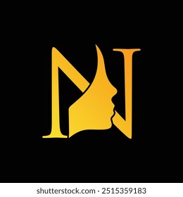 N beauty face icon logo design