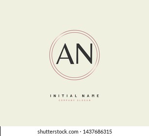 A N AN Beauty vector initial logo, handwriting logo of initial signature, wedding, fashion, jewerly, boutique, floral and botanical with creative template for any company or business.
