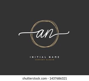A N AN Beauty vector initial logo, handwriting logo of initial signature, wedding, fashion, jewerly, boutique, floral and botanical with creative template for any company or business.