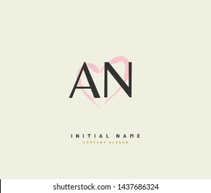 A N AN Beauty vector initial logo, handwriting logo of initial signature, wedding, fashion, jewerly, boutique, floral and botanical with creative template for any company or business.