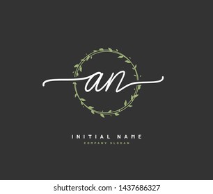 A N AN Beauty vector initial logo, handwriting logo of initial signature, wedding, fashion, jewerly, boutique, floral and botanical with creative template for any company or business.