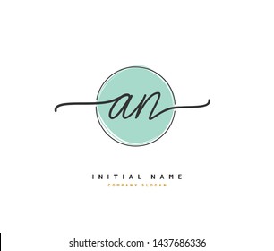 A N AN Beauty vector initial logo, handwriting logo of initial signature, wedding, fashion, jewerly, boutique, floral and botanical with creative template for any company or business.