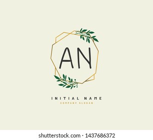 A N AN Beauty vector initial logo, handwriting logo of initial signature, wedding, fashion, jewerly, boutique, floral and botanical with creative template for any company or business.
