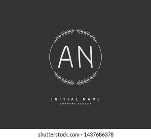 A N AN Beauty vector initial logo, handwriting logo of initial signature, wedding, fashion, jewerly, boutique, floral and botanical with creative template for any company or business.