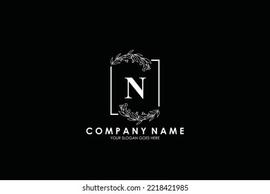 N Beauty vector initial logo, handwriting logo of initial signature, wedding, fashion, jewerly, boutique, floral and botanical with creative template for any company or business.