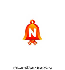 n Bell icon logo design.n letter Bell logo with gradient.Alarm logo design.alarm notification icon vector
