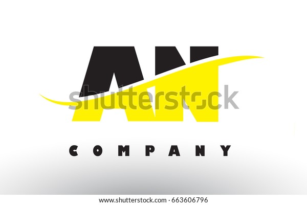 AN A N  Black and Yellow Letter Logo with White\
Swoosh and Curved Lines.