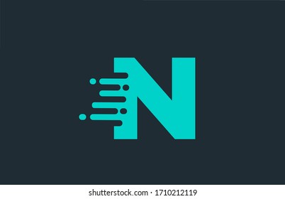 N blue alphabet letter logo icon with line design for business and company