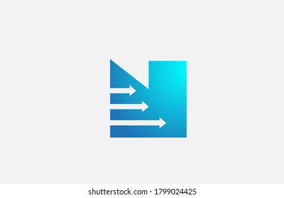N blue letter alphabet logo icon design with arrows. Company and business corporate identity 