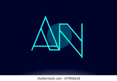 an a n blue line circle letter logo alphabet creative company vector icon design template