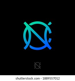 N and С blue monogram as a fragment of a chain link. Logo can be used for business, production, online shop, clothes, web icon.