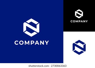 N Brand Diseño de logotipo con concepto de estilo de forma hexagonal