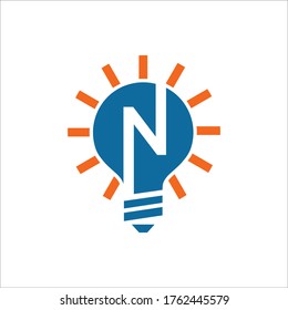 n bulb logo vector design graphic template