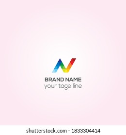 Diseño del logotipo del vector de negocio N, diseño del logotipo de N Creative, logotipo cooperativo, diseño del logotipo de píxeles coloridos