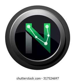 N button, letter N logo icon vector design