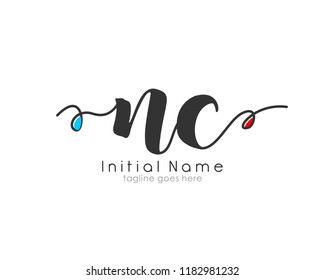 N C Initial handwriting logo vector template
