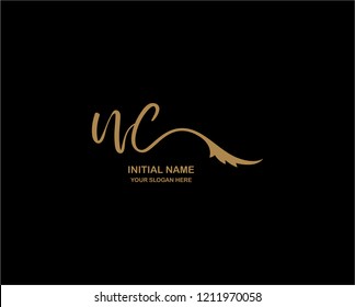 N C Initial Handwriting Logo Template