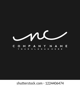 N C Initial handwriting logo vector