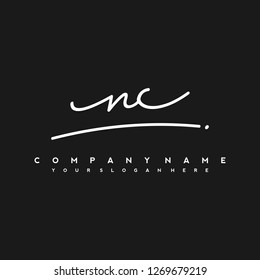 N C Initial handwriting logo vector