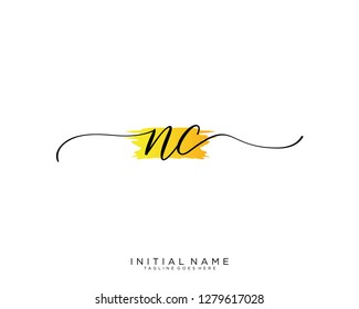 N C Initial handwriting logo vector