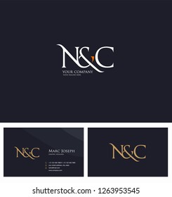 N & C letters Joint logo icon and Business card vector template.