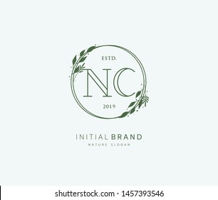 N C NC Beauty Vektorillustration Logo, Handschrift Logo der ersten Signatur, Hochzeit, Mode, Jewerly, Boutique, Blumen und botanisch mit kreativen Vorlage für jedes Unternehmen oder Unternehmen.