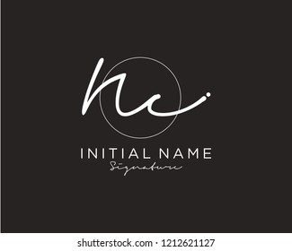 N C Signature Initial Logo Template Vector