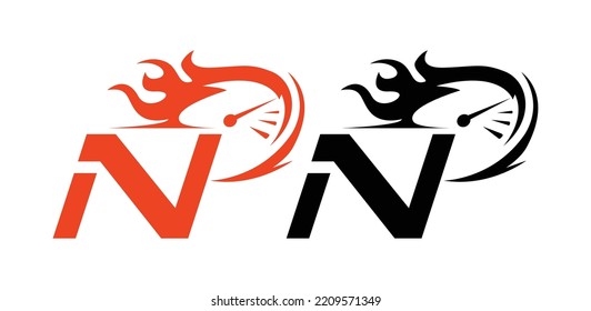 N Car Logo Vector Icon Symbol Template. Driver Logo Vector Illustration. Car Speed Logo Vector