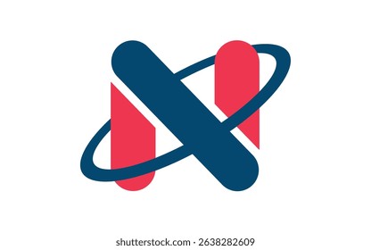 N circle logo design modern minimalist icon template