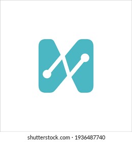 N circuit board logo design vector sign