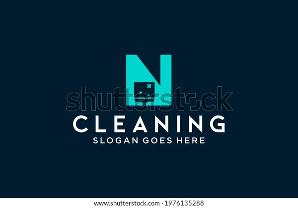 N for cleaning clean service\
Maintenance for car detailing, homes logo icon vector\
template.
