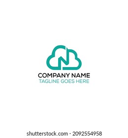 N cloud logo design vector