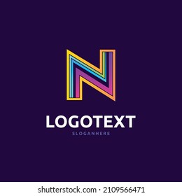 N colorful stroke logo, N logo, N letter logo
