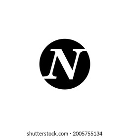"N" company name initial letter monogram. N company logo vector. N letter on the black solid circle.