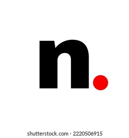 N company name initial letter icon with red dot. N monogram.