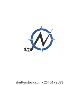 N compass vector logo template design

