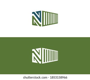 n formato de pasos de diseño del logotipo del contenedor
