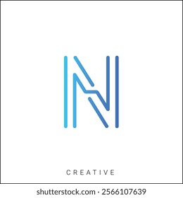 N Creative Latter Logo Design. By Custom Branding Logo. Creative Logo Design. Logo Template. Vector illustration. Modern Design. Monogram Design