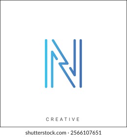 N Creative Latter Logo Design. By Custom Branding Logo. Creative Logo Design. Logo Template. Vector illustration. Modern Design. Monogram Design