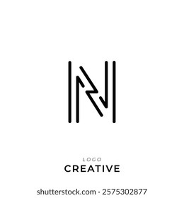 N Creative Latter Logo Design. By Custom Branding Logo. Creative Logo Design. Logo Template. Vector illustration. Modern Design. Monogram Design