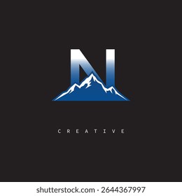 N Creative Mountain Logo Bold Gradient Letter mark Branding Design for Business Outdoor Brands