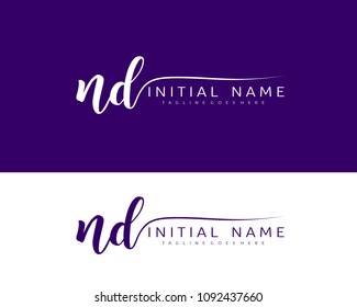 N D Initial handwriting logo vector. Hand lettering for designs.