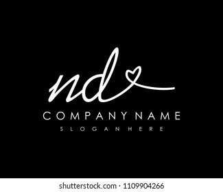 N D Initial handwriting logo vector