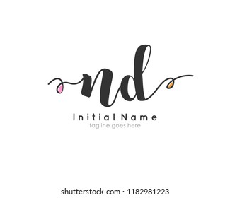 N D Initial handwriting logo vector template
