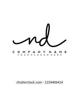  N D Initial handwriting logo vector