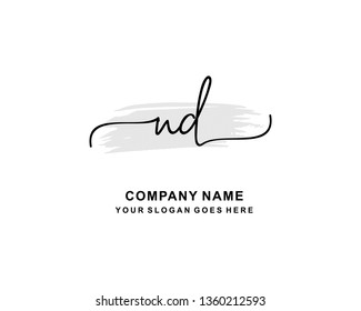 N D Initial Handwriting Logo Template