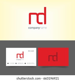 N D joint logo design vector with business card template