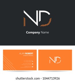 N & D joint logo stroke letter design with business card template 