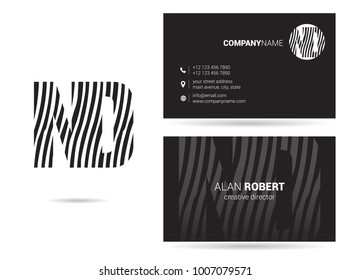 N & D joint logo waves letter design with business card template